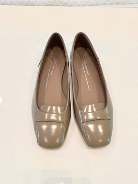 New ECCO Women's Margot Origami Ballerina Flats US 7.5 Tan Beige Patent Leather